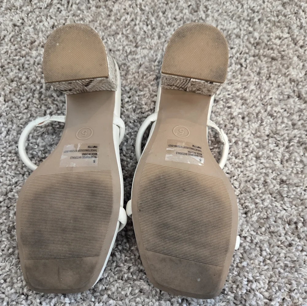 Elegant Cream/Snakeskin Heeled Sandals - Picture 2 of 3